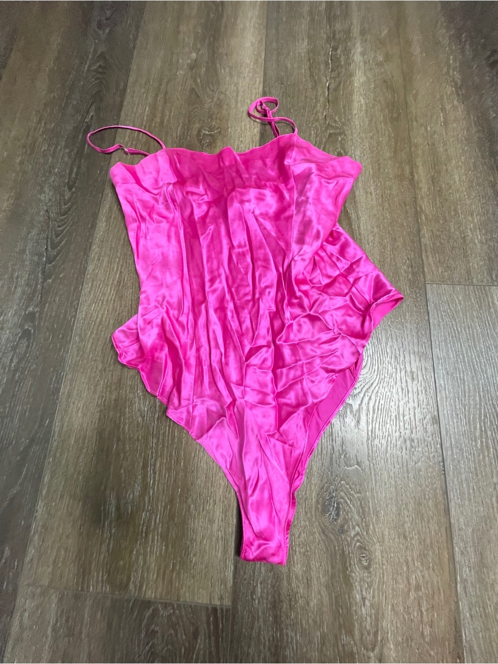Vintage 80s Victoria's Secret Gold Label hot pink silk bodysuit S